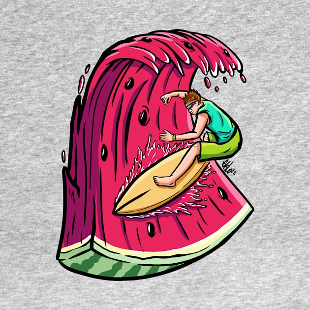 Watermelon Surfing by SkloIlustrator